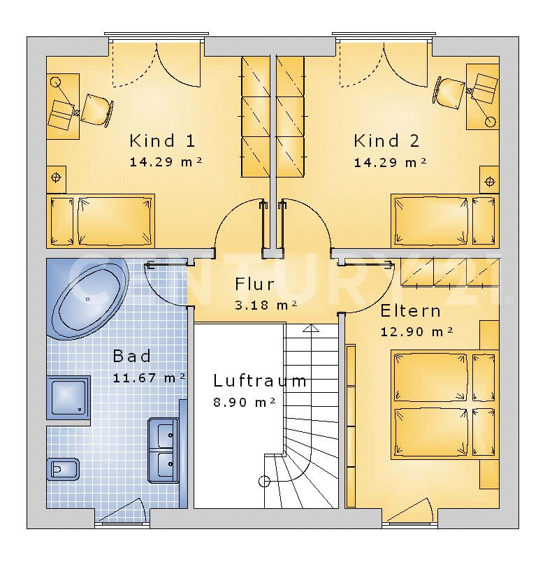 Stadtvilla grundriss_DG - Beispiel